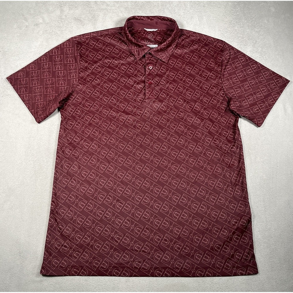 Swannies Mens Size M Burgundy Basketball Court Graphic Short Sleeve Golf Polo - Picture 2 of 8